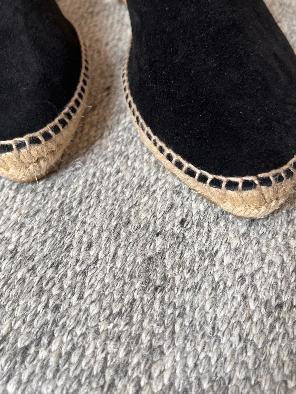Manebi 38 Hamptons open side espadrille flats black suede US 8